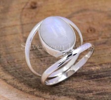 Natural Rainbow Moonstone Gemstone Ring, 925 Sterling Silver Ring, Gift For Her