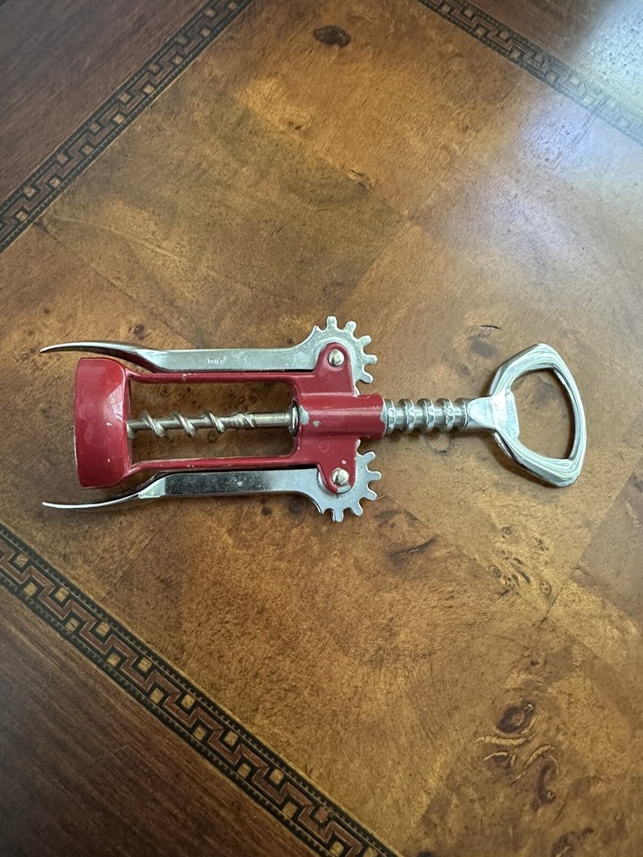 Vintage Wine Bottle Opener Corkscrew Made in Italy With Foil Cutter On