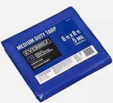 Everbilt 6 ft. x 8 ft. Medium Duty Tarp, Blue - 5 Mil Covers 48 Sq Ft BRAND NEW