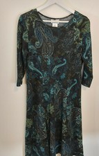 National Dress  Knit Stretch Made in U.S.A. Long Twirly Paisley Print Size Small