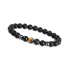 Chakra Beaded Bracelet Onyx Natural Stone Beads I Ball Bracelet with Jasper Pearl...