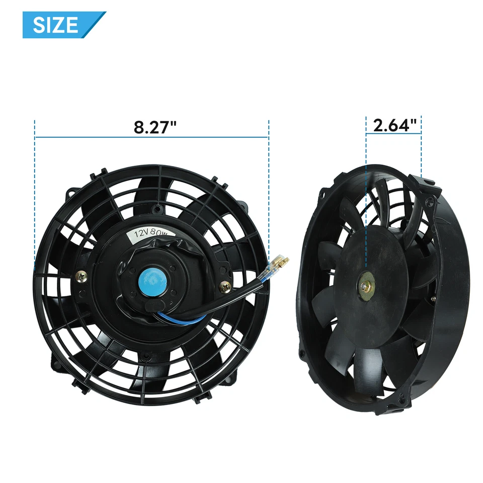 7" Inch Slim Fan Pull Pull Electric Radiator Cooling Mount Kit Universal Black - Imagem 3 de 4