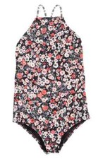 Billabong Ditsy Soul One Piece Swimsuit Little Girls sz 4 Black Pebble Floral