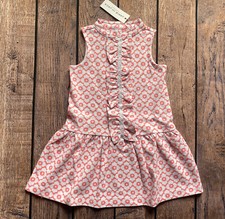 Toddler Girl Size 3 Janie and Jack Pink & White Floral Geometric Print Dress