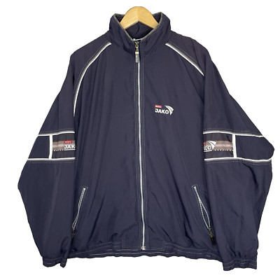 Vintage JACKO Trainingsjacke Herren XL ''Team 46'' dunkelblau 90er Full Zip *kleines Loch