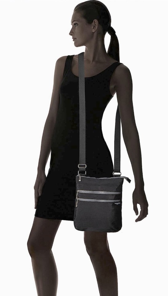 NWT Baggallini Comrade 3Zip Crossbody Charcoal eBay