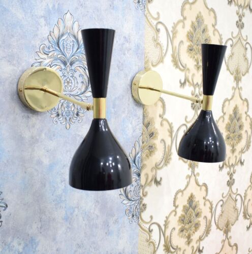 Wandlampe Paar italienische Mid-Century Stilnovo inspirierte Messing-Wandlampen - Bild 1 von 15