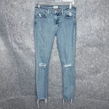 Hudson Nico Mid-Rise Ripped Raw Hem Super Skinny Ankle Jeans- Sz 27