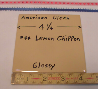 1 pc. Glossy Ceramic Tile *Lemon Chiffon #44* by American Olean 4-1/4'' Mustard