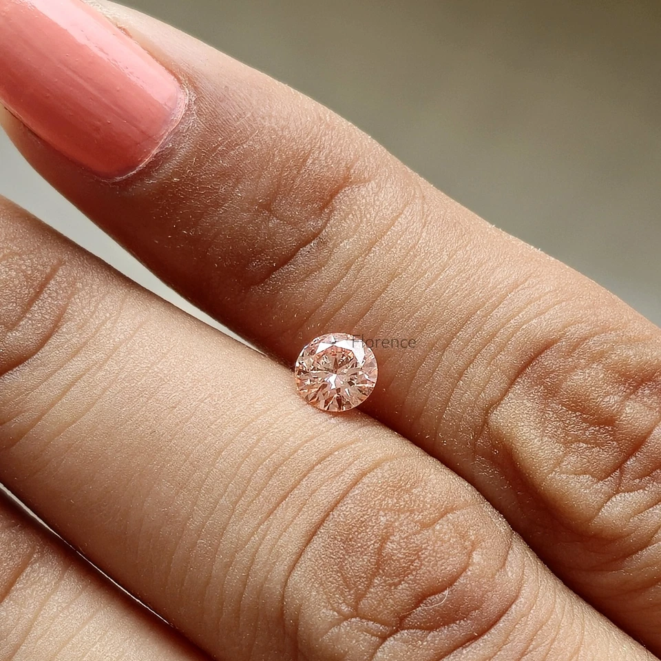 Certified Lab-Grown Round Cut 0.45CT Peach-Pink Diamond Lab-Grown CVD Diamond - Image 2 of 4