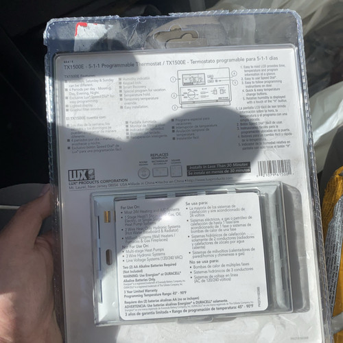 Lux Products TX1500E Smart Temp Programmable Thermostat NOS Edw17 - Picture 3 of 10