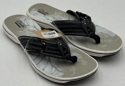 Clarks Brinkley Derry Womens Flip Flop 9 Black Slip On Thong Sandals 26108646