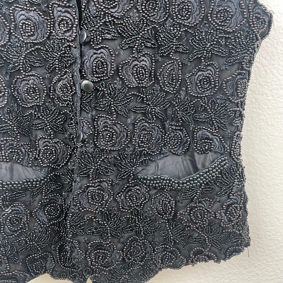 Chaleco vintage para mujer talla L con cuentas a mano caprichoso arte para usar artístico cosplay boho Foto 4 de 4