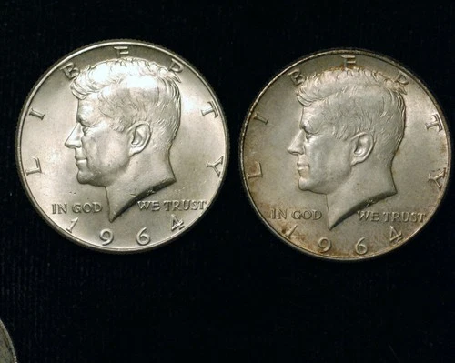 Lot of 2  - 1964 P  1964 D Silver Kennedy Half Dollar -  .900 Fine