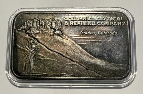 Golden Analytical and Refining Company Colorado 1oz Silver Art Bar ‼️VINTAGE‼️