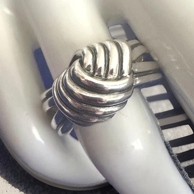 BBJ Sterling Silver Ribbed Knot Ring Size 6 3/4 QUALITY Bangkok 925 ..7 Grams