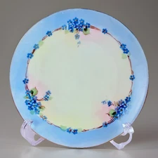 Antique RS Germany Plate Hand Painted Forget Me Not 7” Gold Rim 1910–1925