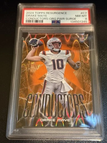 2024 Topps Resurgence - Drake Maye Conductors Orange Power /25 - Rookie PSA 8