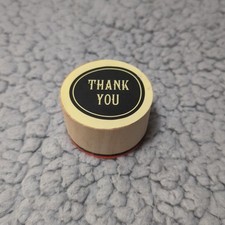Wood Mounted Rubber Stamp Circle Negative Space "Thank You"
