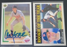 1991 Signed Chuck Knoblauch Card And 1992 Rookie Of The Year Minnesota Twins