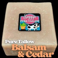 Bar Soap, Beef Tallow, Balsam & Cedar, Handcrafted, All Natural, 5-6 oz