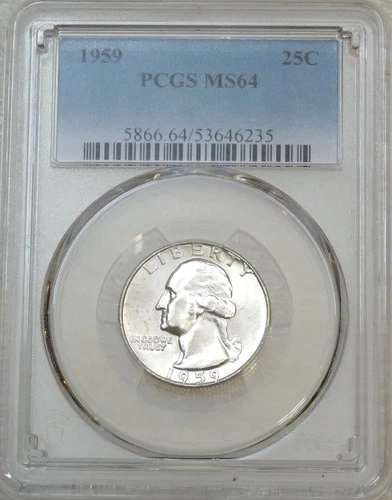 1959 P Washington Silver Quarter PCGS MS64 White PQ Just Graded New Holder A234W