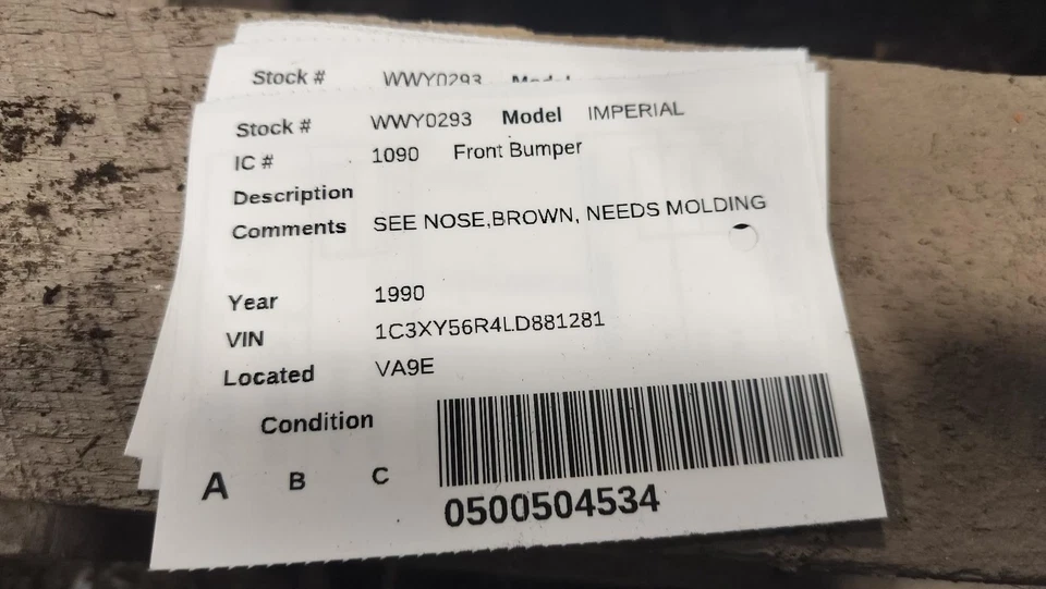 Front Bumper Fits 90-93 IMPERIAL 996760 Foto 2 de 2
