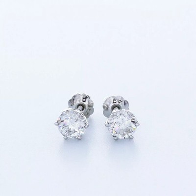 Klassische Ohrstecker massiv 14K Weißgold 1,50 ct rund natürlicher Diamant H SI2