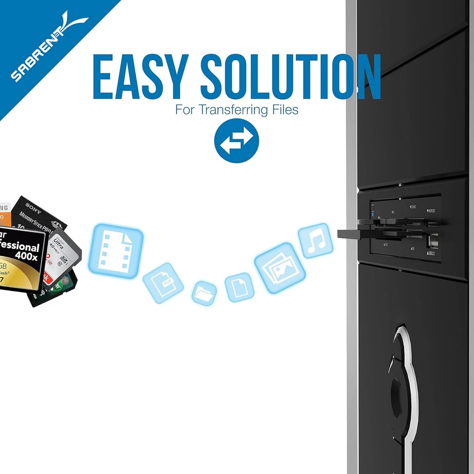 Lector/grabador de tarjetas multimedia flash interno SABRENT 74 en 1 de 3,5 pulgadas con puerto USB Foto 3 de 4