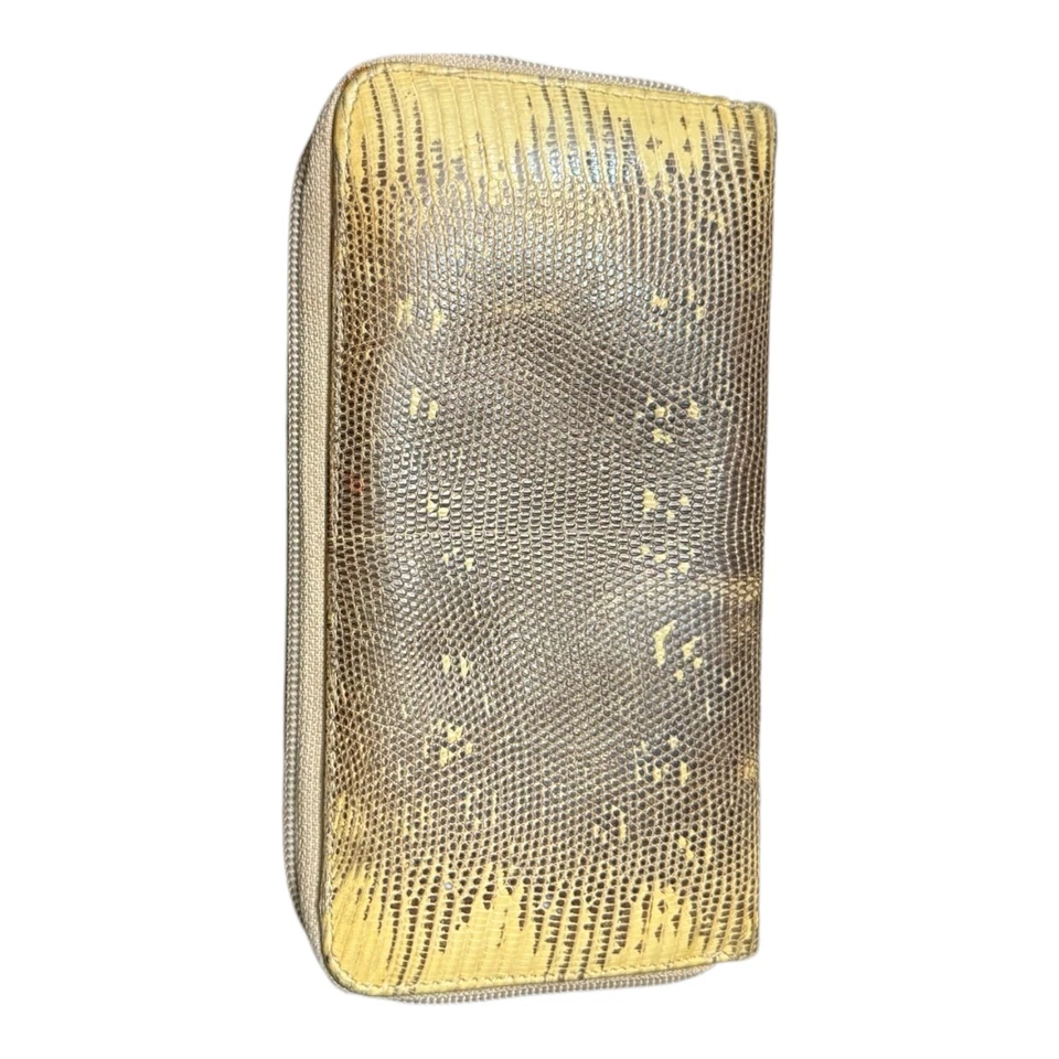 BARRY KIESELTEIN-CORD VINTAGE Cocodrilo Repujado Cartera Cuero Cremallera Alrededor  Foto 3 de 4