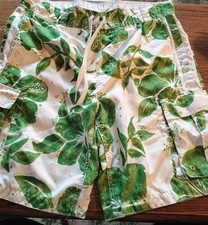 Men's Medium Mossimo Supply Co. Netted Swim Trunks Palm Leaves Multiple Pockets