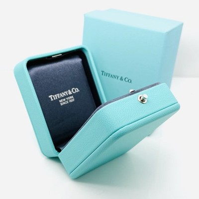 Tiffany & Co Necklace Storage Presentation Gift Box Blue Leather