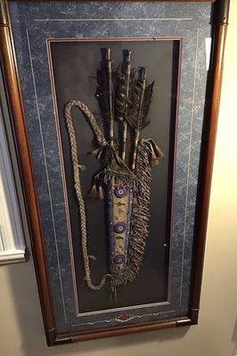 #ad #ad NATIVE AMERICAN FRAMED ARROWS AND BEADED DEER HIDE QUIVER WITH ART WORK $1375.00