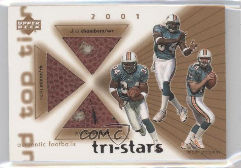2001 UD Top Tier Tri-Stars Footballs Chris Chambers Travis Minor Rookie RC 0i0