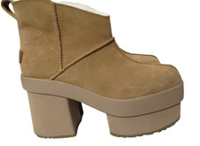 UGG New Heights Platform Mini Chestnut Suede Boots Womens Sz 9.5