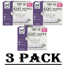 3 Pack Member's Mark Premium Fragrance-Free Baby Wipes, 12 Packs 1152 ct. 