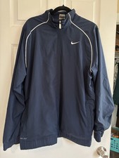 Nike Track Jacket Mens Large Blue Dri-Fit Full Zip Windbreaker