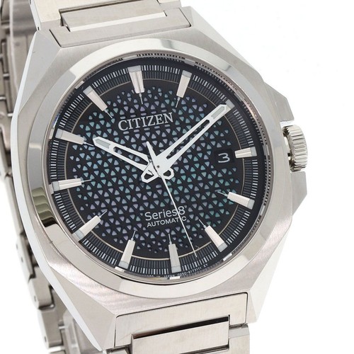 Citizen Series 8 NA1010-84X Date St. Acier Argent Noir Automatique Montre Hommes - Photo 4 sur 9