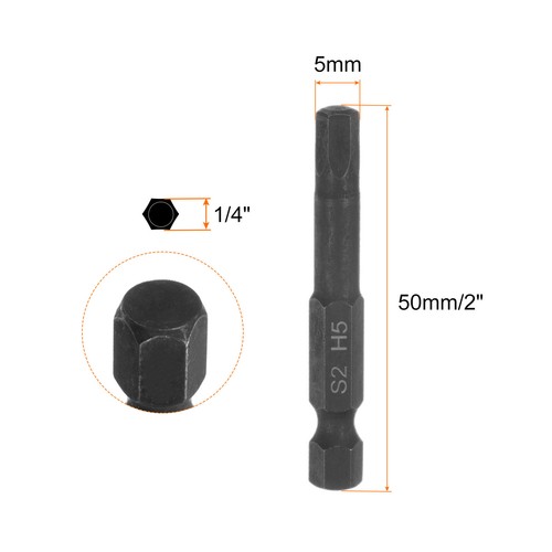 Uxcell Hex Head Wrench Drill Bit 8mm  H8  1/4" Shank 3" Long S2 Steel Industrial Grade Magnetic Screwdriver Bits