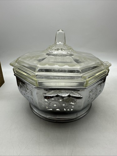 Rare- Antique Pyrex Octagon 1 quart Covered Casserole with Farberware Caddy. - Picture 3 of 9