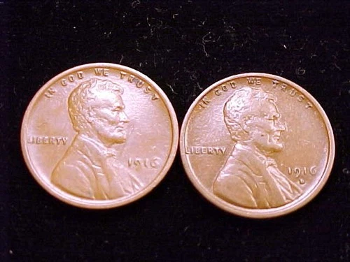1916-P and 1916-D Very Fine to Extra Fine Grade Lincoln Cents
