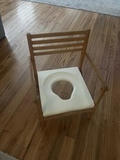 1950s 1960s Wood Folding Toddler Potty Chair Mid Century Decor 18"