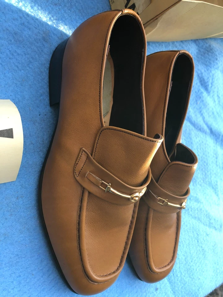 Zapatos Bostonianos De Colección #5327 Suave Mocc Tostado Talla 8.5M Nuevo Antiguo Stock Años 70 Foto 3 de 4