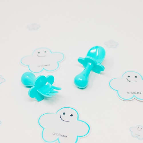 GRABEASE | FIRST CUTLERY FOR BABY | FORK & SPOON SET | CUTLERY SET | TEAL | NEW! - 第 8/12 張圖片