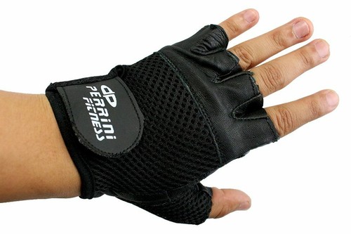 Small Fingerless Gloves Black Leather Working Out Weight Lifting Gym Wheelchair - Picture 3 of 12