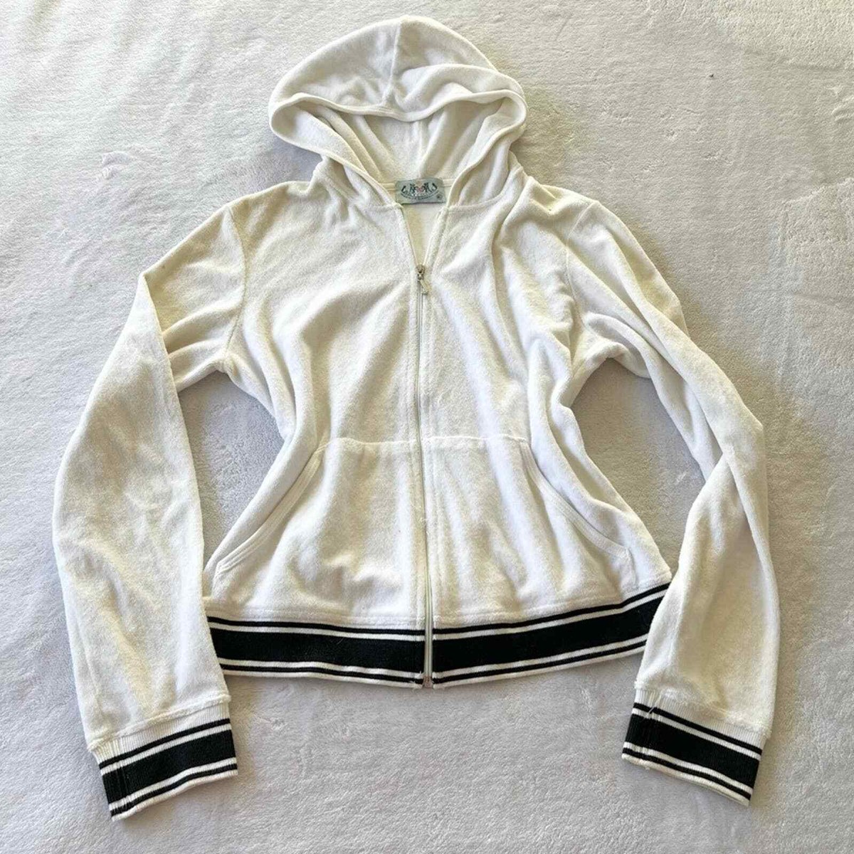 Juicy Couture RARE Vintage Terry White Track Suit Black Stripe Jacket  Pants