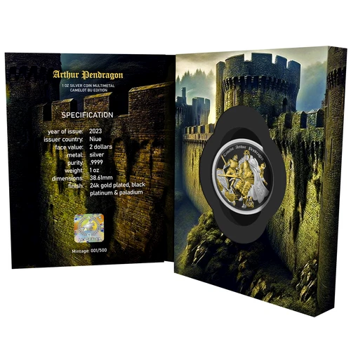 2 $ Dollar Camelot King Arthur - Pendragon - Multimetal Niue 1 oz Silver 2023