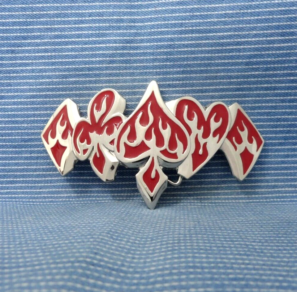 Flaming Spade Club Heart Diamonds Belt Buckle Hot Gambler Poker Cards .GTA484 - Image 2 of 4