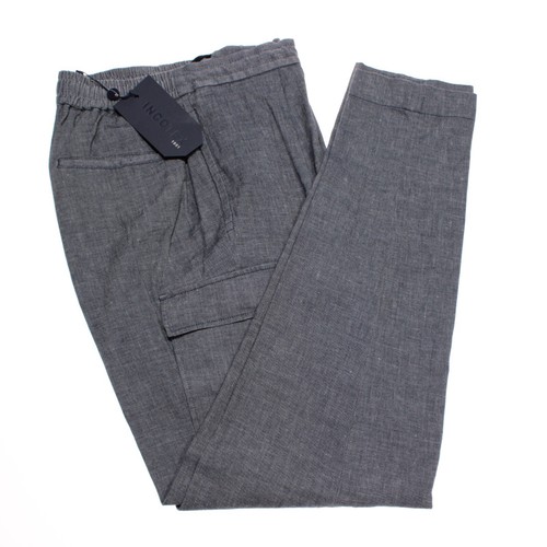 Incotex NWT Chinos / Casual Pants Sz 54 (US 38) Carrot Fit in Blue Cotton/Linen - Picture 2 of 14