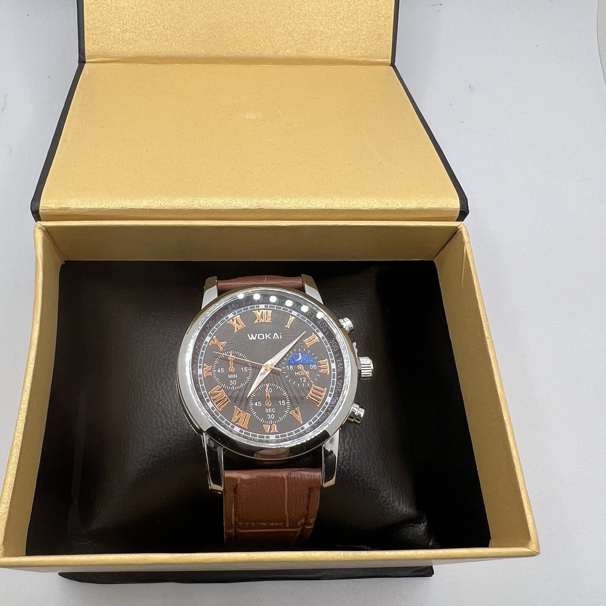 WACCO☺︎様 WOKAi Men's Dress Watch, Chocolate Brown,38mm Case,three Sub Dail